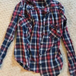 Joe Boxer Medium‎ Red/Blue Plaid Button Down Shirt Travel/Casual Y2K